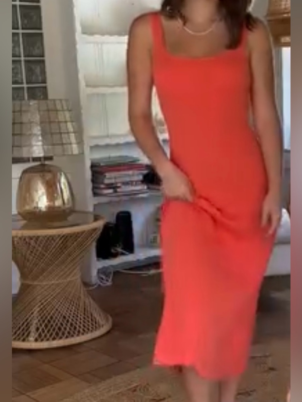 STORIA coral knit maxi dress